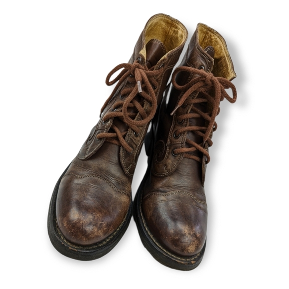 John Fluevog Brown Swirl Leather Boots - Picture 5 of 5